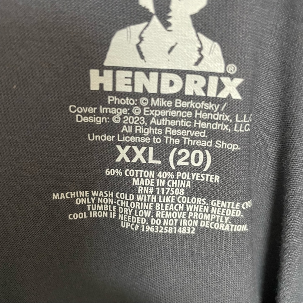Authentic Hendrix Jimi Hendrix Tee Shirt Graphic Sparkle Glitter Grey Blue - Picture 11 of 11